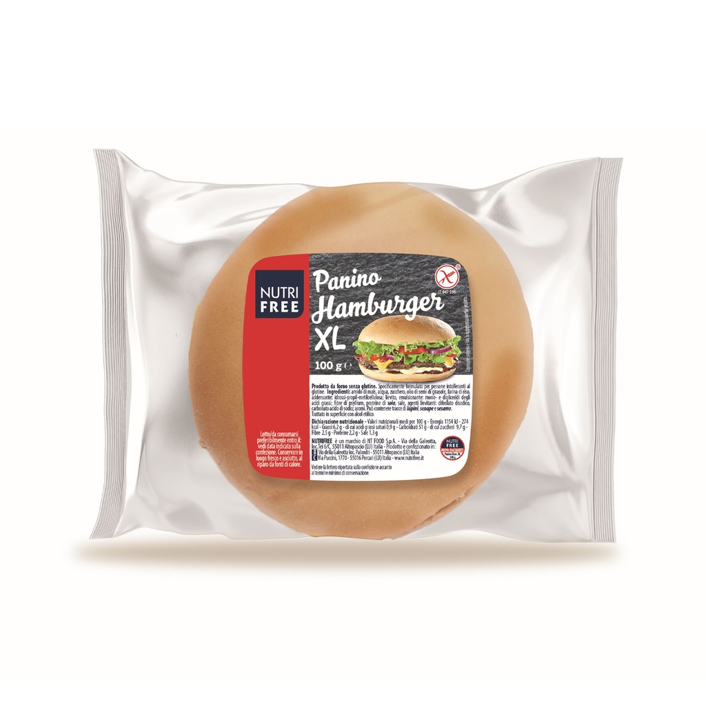 8 X Panino Per Hamburger XL Senza Glutine Nutrifree Da 100gr