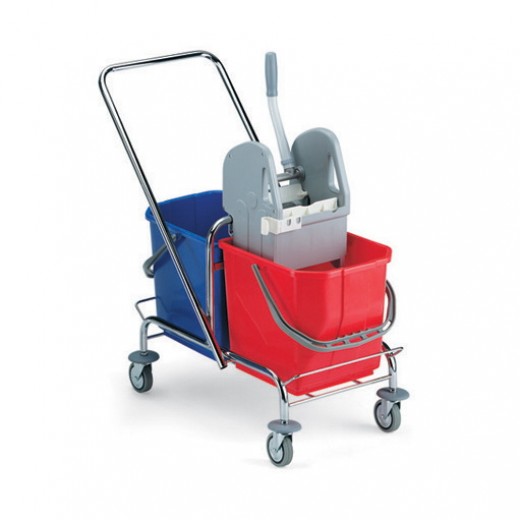 Carrello Doppia Vasca Con Strizzamop E Maniglia Reversibile