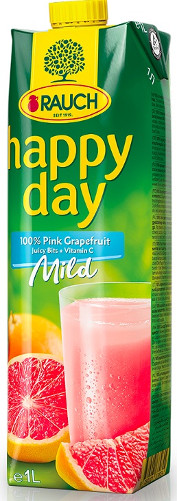 6 X Succo Di Frutta Happy Pompelmo Rosa 100% 1L