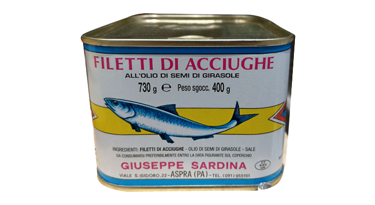 Filetti Di Acciughe In Olio Girasole Sardina Latta Da 730gr