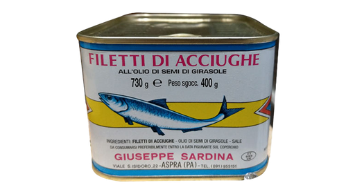 [CAI0226] Filetti Di Acciughe In Olio Girasole Sardina Latta Da 730gr