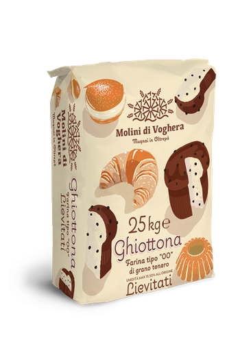 [MV102/G] Farina Di Grano Tenero 00 Ghiottona Gold Per Lievitati Da 25Kg Molini Di Voghera